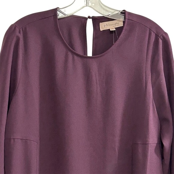 Philosophy Women's Long Sleeve Purple Knee Length Shift Dress Size L - Picture 3 of 12